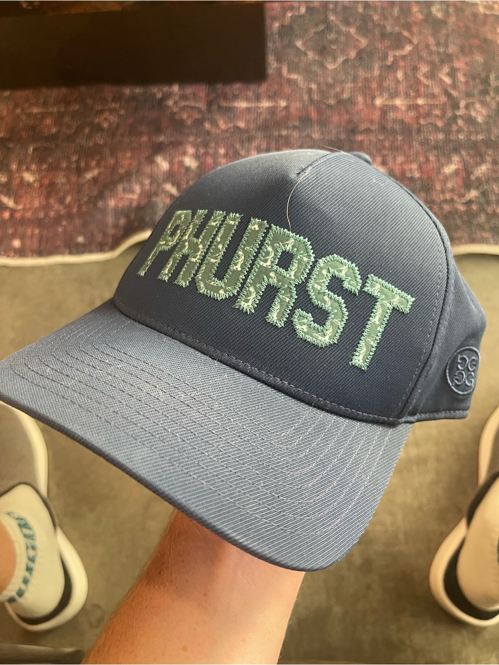 G/FORE Navy Cap with Green Embroidered PHILIPRST Logo